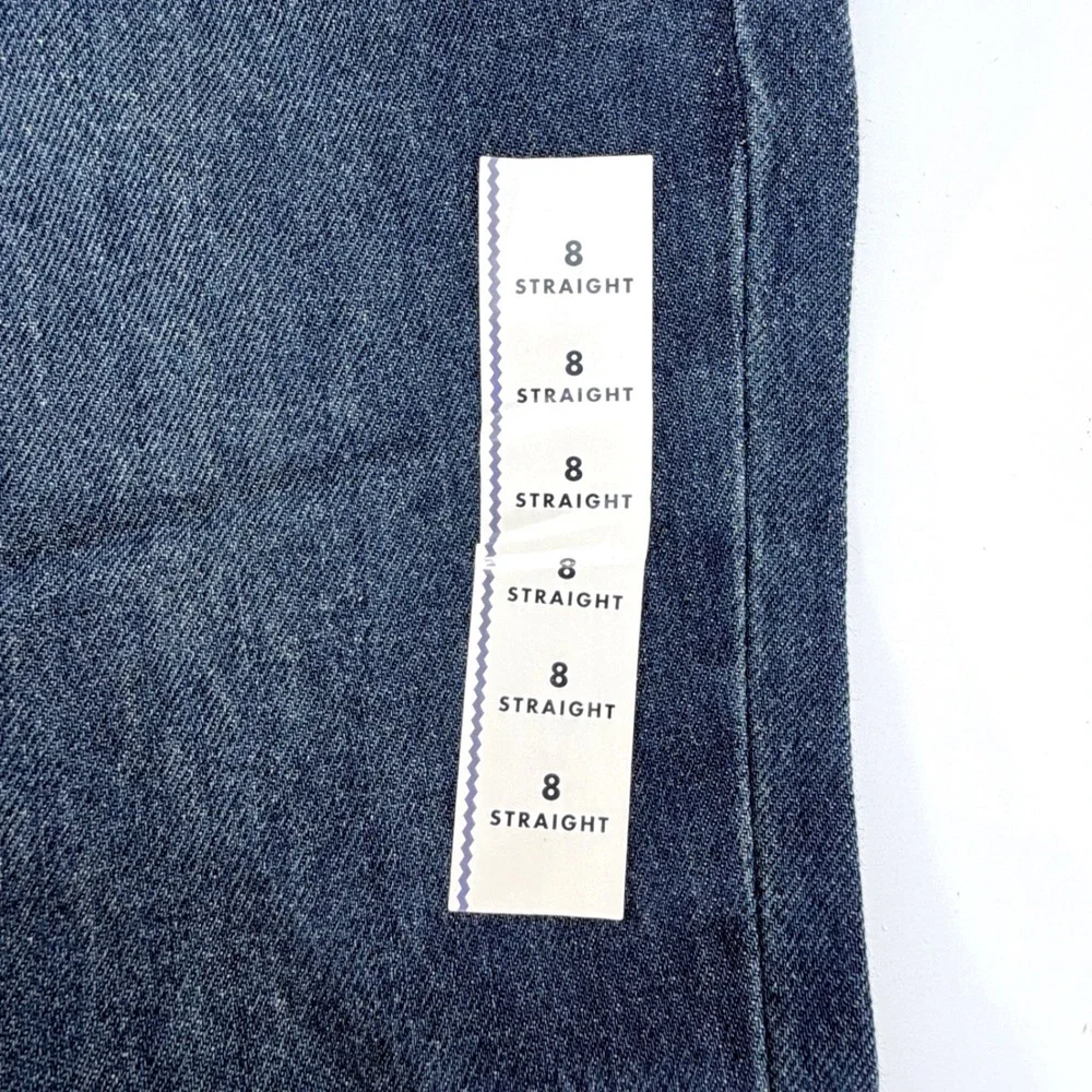 Cat‎ & Jack Straight Jeans Girls Size 8 Dark Wash NEW Flexible Drawstring Denim
